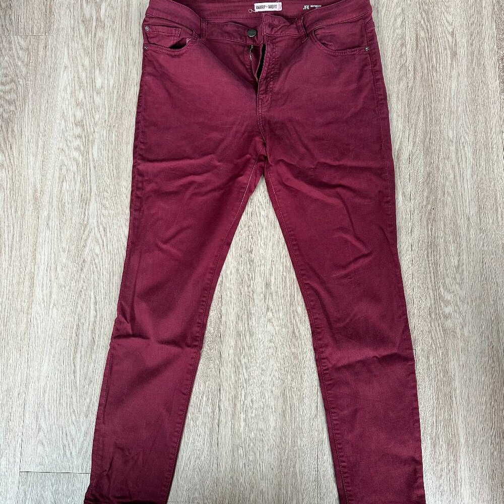 Red Mid-Rise Skinny Jeans - Size 32 - 29 Inch Inseam